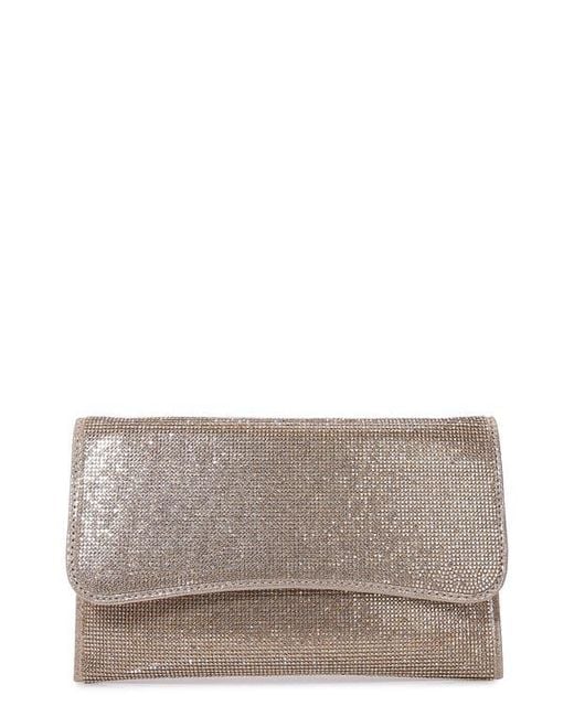BERNESS Gray Rhinestone Envelope Clutch