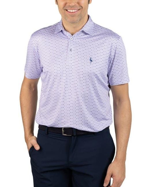 Tailorbyrd Blue Nested Diamond Print Performance Polo for men