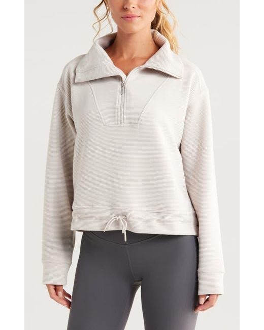 Zella White Kickback Ottoman Half Zip Pullover