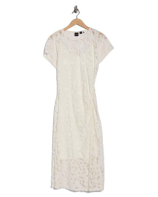 Boss White Ebuna Floral Semi Sheer T-Shirt Dress