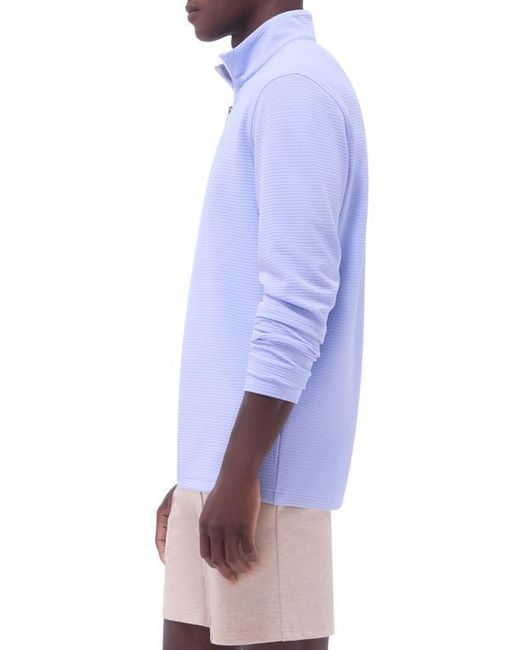Bugatchi Blue Waffle Knit Quarter Zip Performance Pullover for men