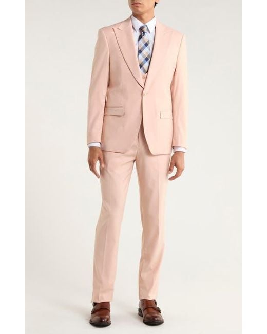 ZEGARIE Pink Stretch 3-Piece Suit for men