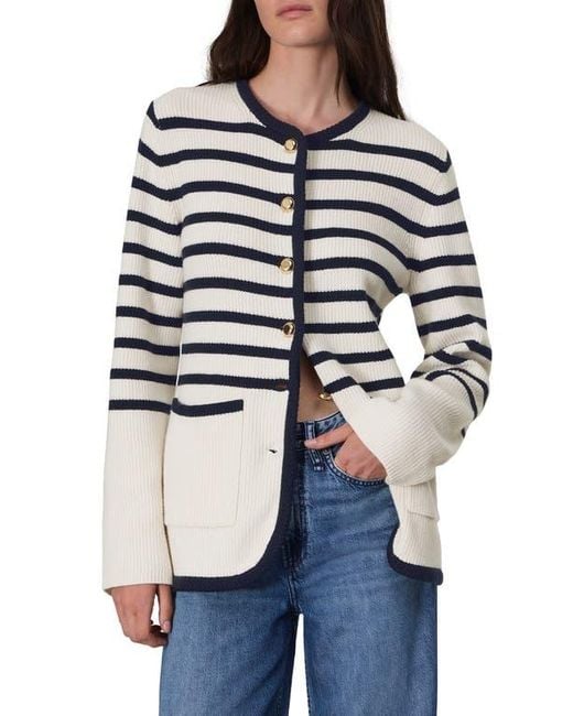 Rag & Bone Blue Nancy Stripe Wool Blend Cardigan