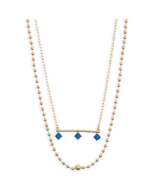 Nordstrom Bar Beaded Layered Necklace in Metallic Lyst