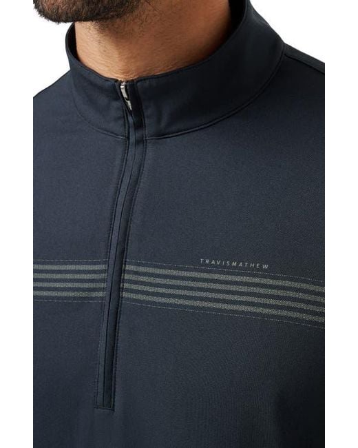 Travis Mathew Blue Quick Jaunt Quarter Zip Pullover for men