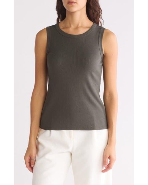 Halogen® Black Fitted Ribbed Tank Top
