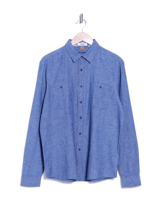 Tailor Vintage Blue Indigo Cotton & Linen Button-up Shirt for men