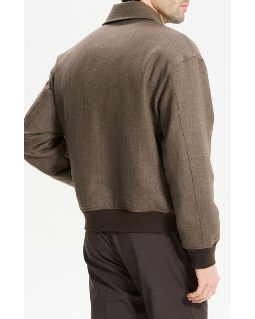 Theory Brown Virgin Wool Modern Aviator Jacket for men