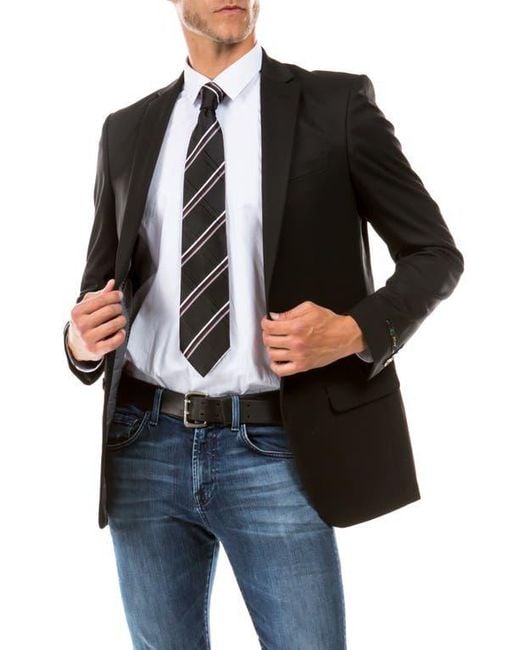 ZEGARIE Black Solid Two Button Notch Lapel Suit Separate Jacket for men