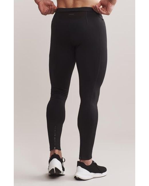 Rhone Black Thermal Run Fleece Tights for men