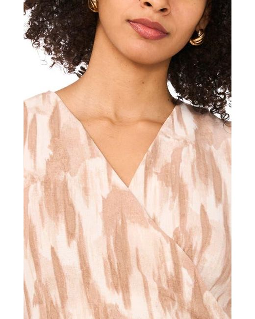 Halogen® Pink Gauze Textured Faux Wrap Top