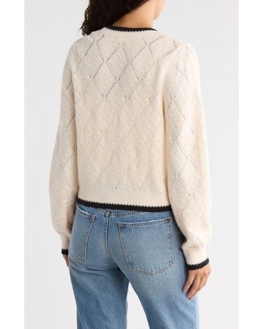 Blu Pepper Natural Ribbon Tie Front Pointelle Cardigan