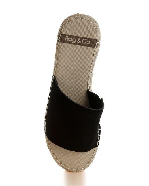 Rag & Co Black Huntra Espadrille Slide Sandal