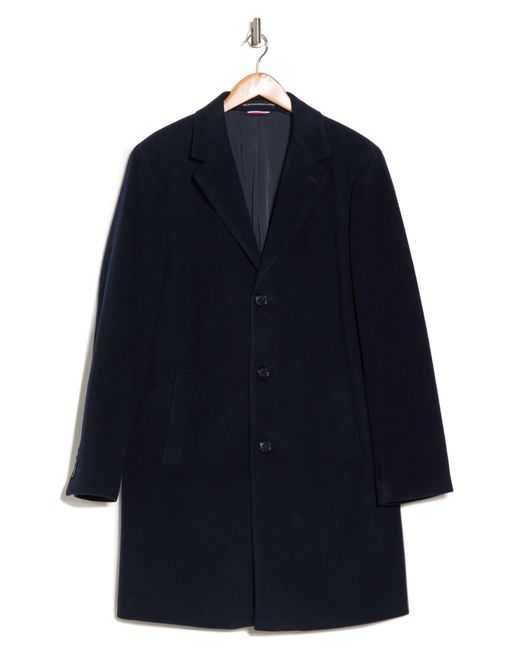 Tommy Hilfiger Cashmere Addison Wool-blend Trim Fit Overcoat in Navy (Blue)  for Men - Save 67% - Lyst