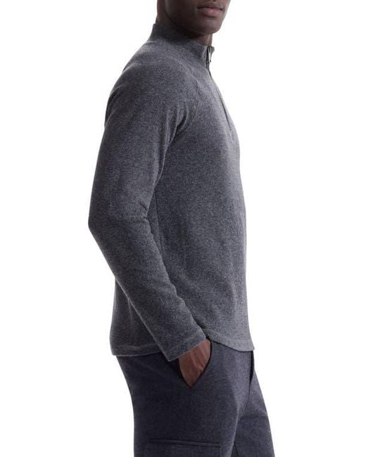 Bugatchi Blue Brushed Cotton Blend Quarter Zip Pullover for men