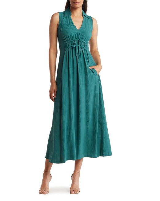 Calvin Klein Gauze Front Tie Maxi Dress in Green Lyst