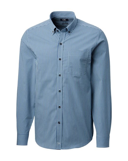 Cutter & Buck Anchor Gingham Tailored Fit Long Sleeve Shirt in Blue for