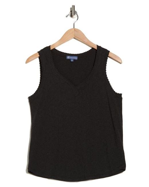 Democracy Black Scallop Trim Shell Tank Top