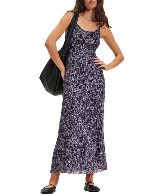 Free People Purple Zoey Printed Low Back Maxi Slipdress