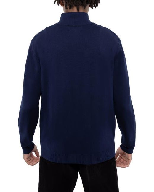 Xray Jeans Blue Quarter Zip Mock Neck Sweater for men