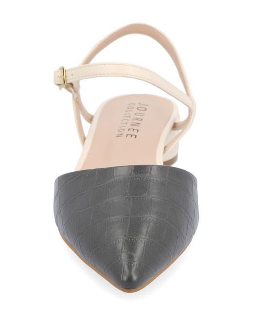 Journee Collection Natural Brynn Croc Embossed Pump