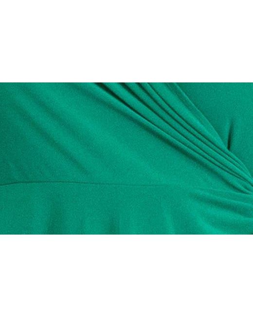 Nina Leonard Green Handkerchief Hem Dress