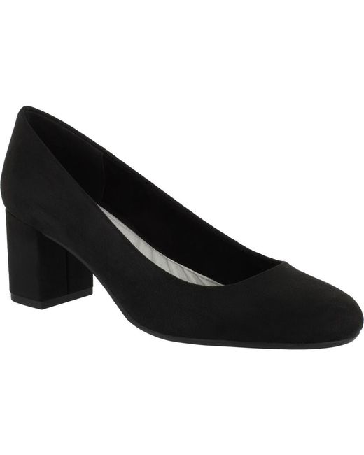 Easy Street Black Classic Block Heel Suede Pumps