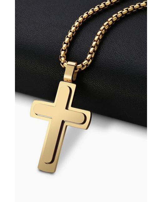 EDFORCE Metallic Two Layer Cross Necklace for men