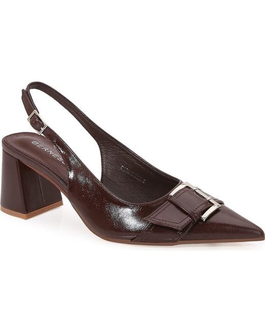 BERNESS Brown Block Heel Slingback Pump
