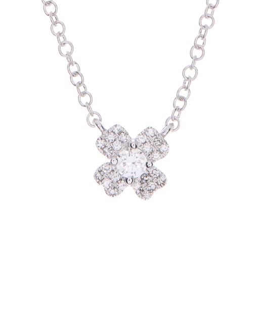 Ron Hami 14k White Gold Pave Diamond Clover Pendant Necklace