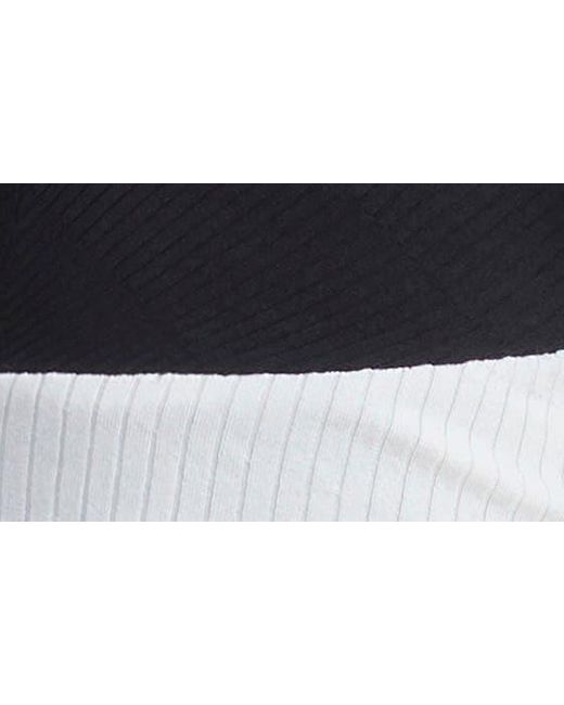 Lafayette 148 New York Black Asymmetric Long Sleeve Rib Knit Top