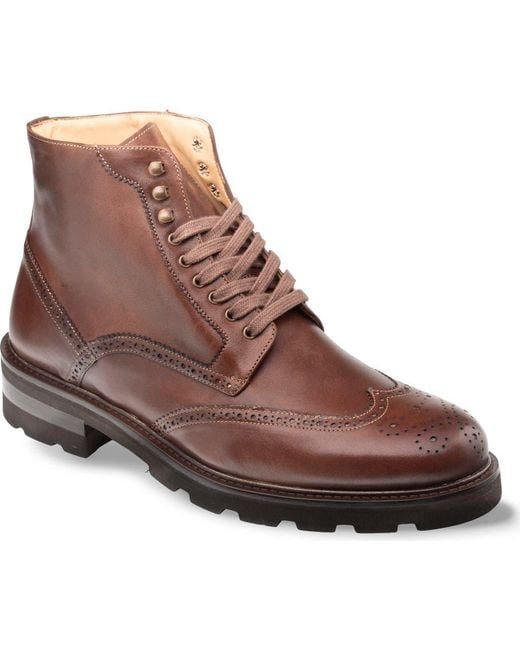 Mezlan Brown Wingtip Lug Sole Boot for men