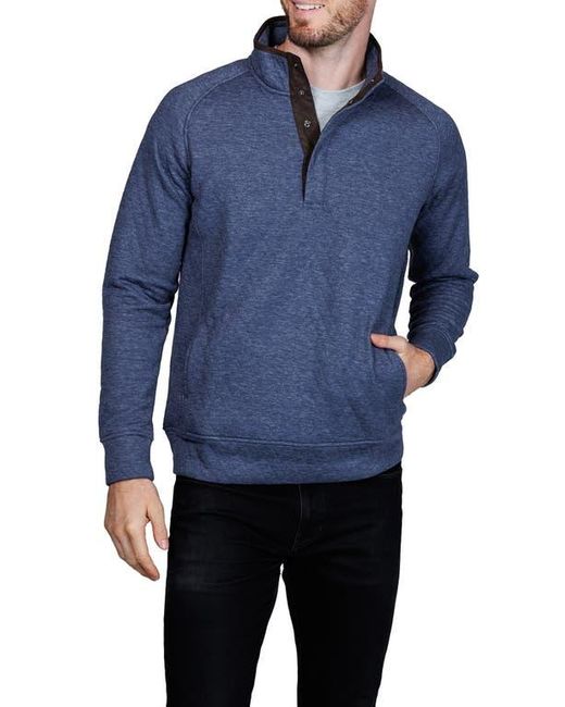 Tailorbyrd Blue Hidden Snap Front Quilted Pullover for men