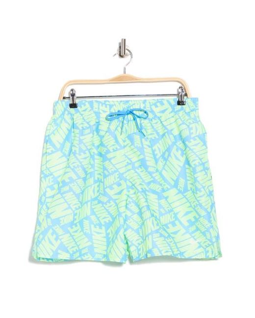 Nike Blue Seven-Inch Volley Swim Trunks for men