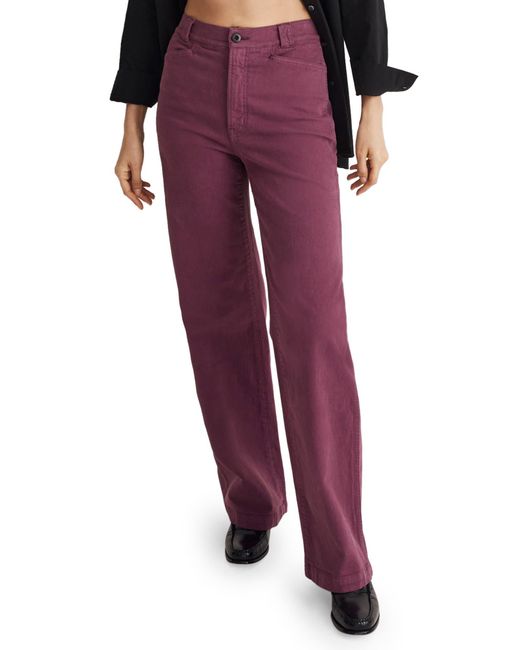 Madewell Purple Emmet 2.0 High Waist Wide Leg Stretch Cotton Pants