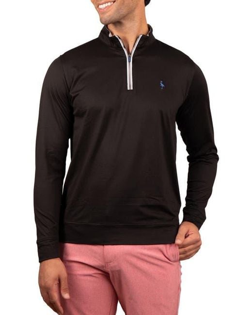 Tailorbyrd Black Solid Mesh Quarter Zip Sweater for men