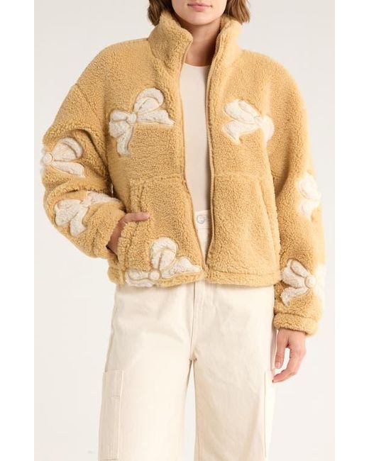 Thread & Supply Natural Bow Patch Faux Shearling Jacket
