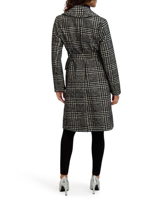 Kensie Black Plaid Trench Coat