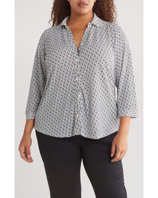 Adrianna Papell Gray Geometric Shirt Jacket