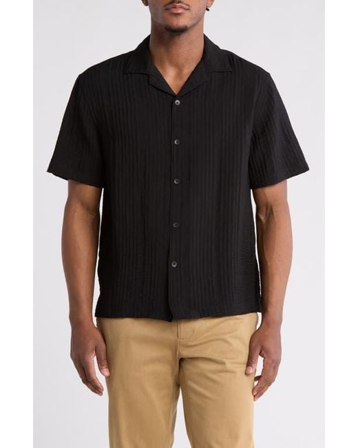 Cactus Man Black Relax Texture Short Sleeve Camp Shirt for men
