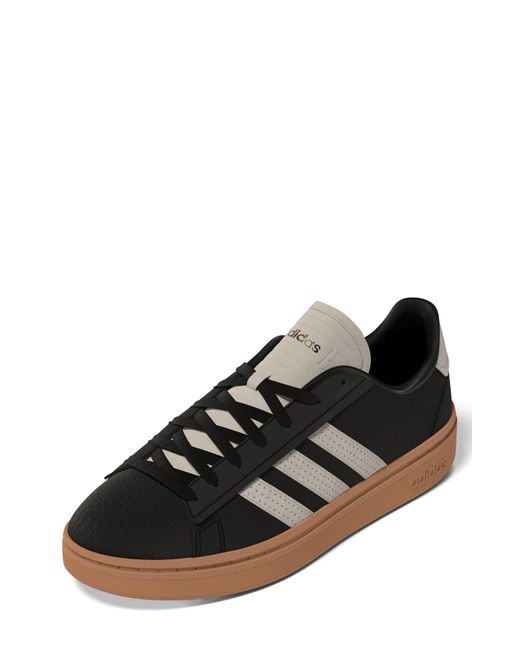 adidas Leather Grand Court Alpha Sneaker In Black/alumina/gold Metallic ...