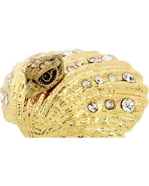 Kurt Geiger Metallic Pavé Crystal Eagle's Head Shell Cocktail Ring