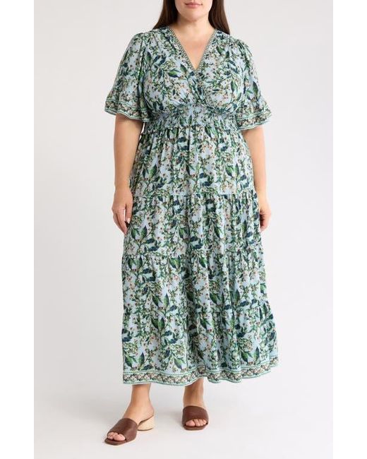 max studio green maxi dress Max Studio Green Floral Wrap Maxi Dress Ruffle Tie V-Neck Plus Size 3X