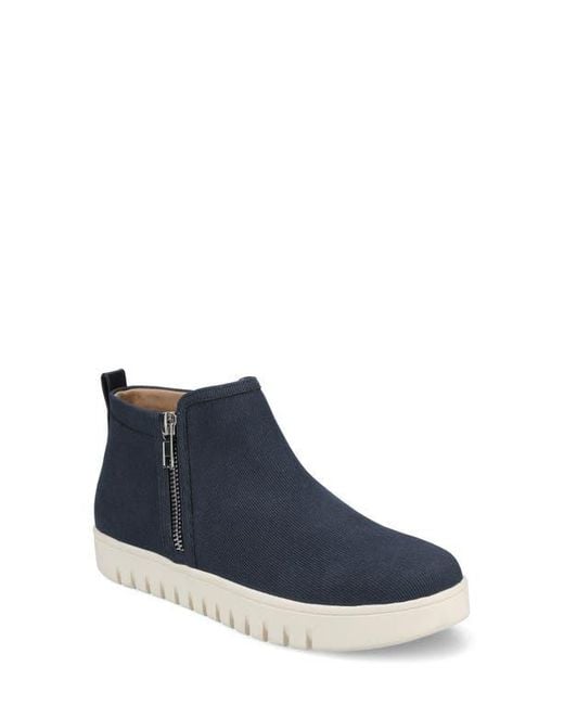Journee Collection Blue Alita Rib Mid Sneaker