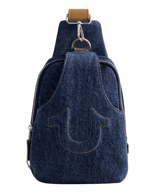 True Religion Blue Horseshoe Stitched Crossbody Bag