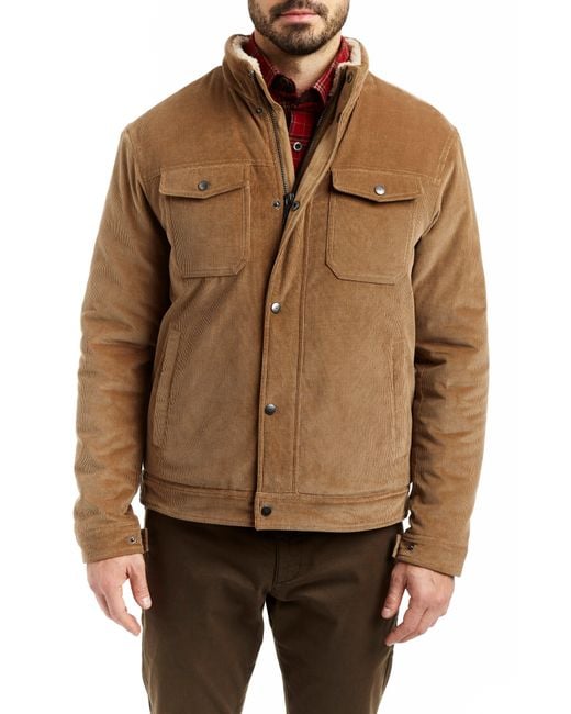 Rainforest Faux Shearling Lined Corduroy Trucker Jacket In Cognac At ...