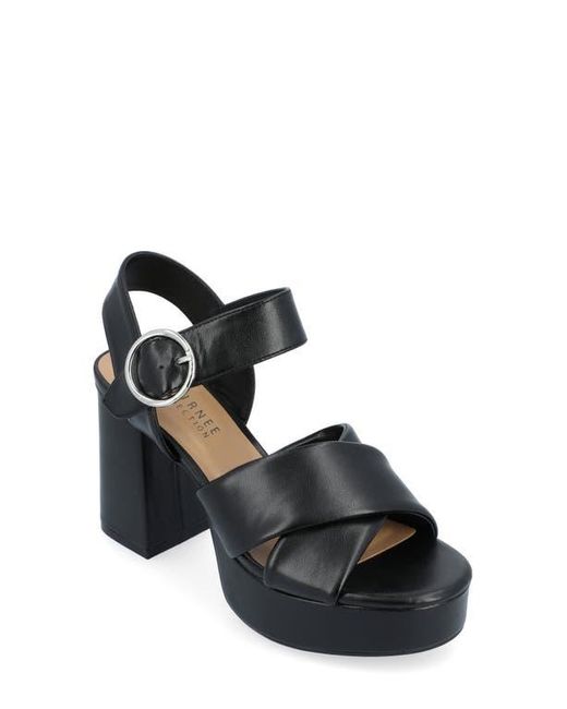 Journee Collection Black Akeely Block Heel Platform Sandal