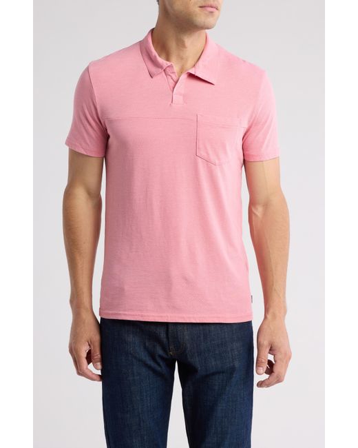 Lucky Brand Red Venice Burnout Johnny Collar Polo for men