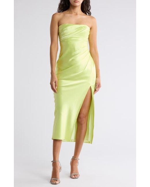 Cinq À Sept Yellow Neve Strapless Satin Gown