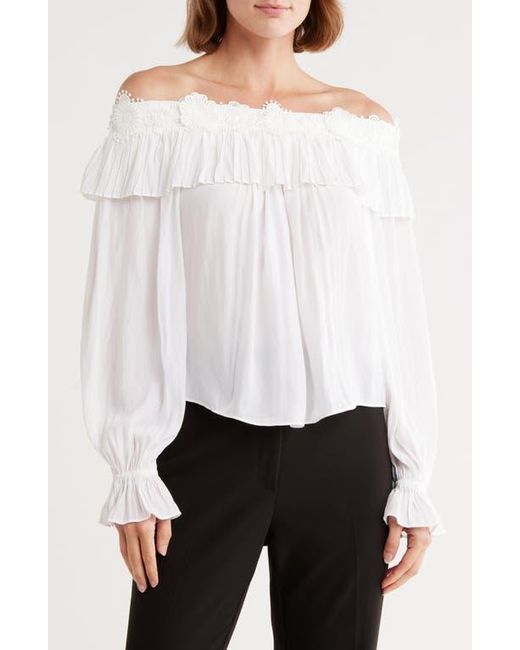 Ramy Brook White Fannie Off The Shoulder Top